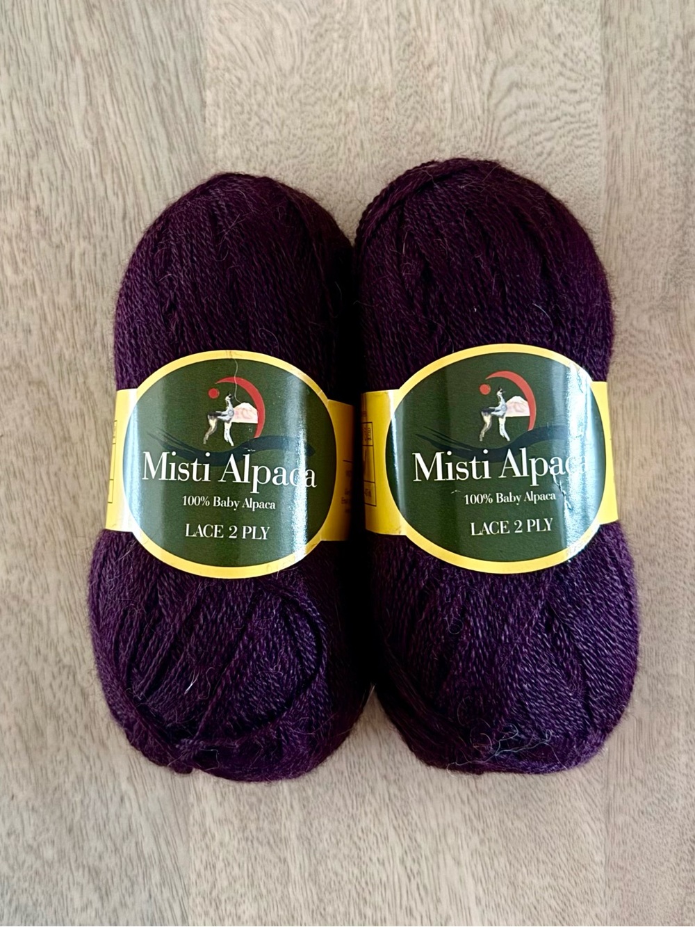 Misti Alpaca Lace 2-Ply Yarn 100 grams Aubergine Color Discontinued